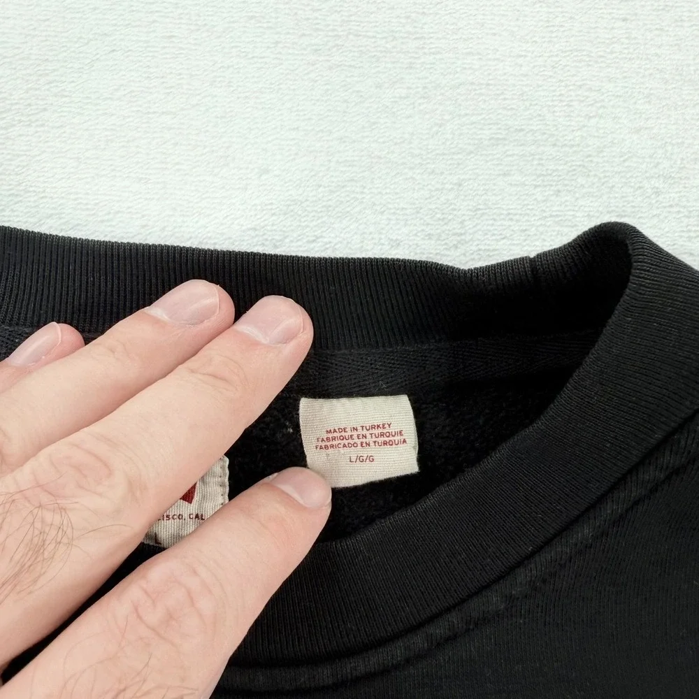 Levi's Sweatshirt Mens Large Black Fleece Crewneck Relaxed Pullover Logo
